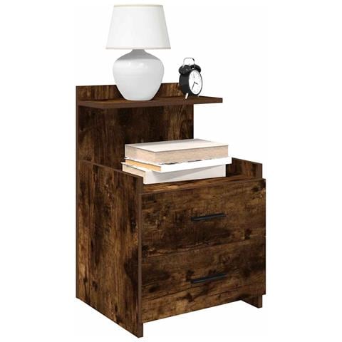 Comodini 2 pz con 2 cassetti Rovere Affumicato 40x36,5x62 cm - Foto 2