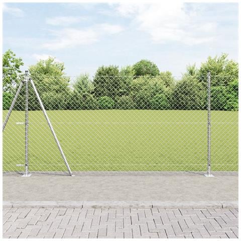 Recinzione in rete metallica con 7 post flangiati 1,2 x 10 m in acciaio zincato - Foto 2