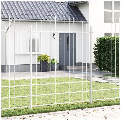 Recinzione da Giardino  con Parte Superiore Ad Arco Bianca 1,7x2 m in Acciaio - Foto 2