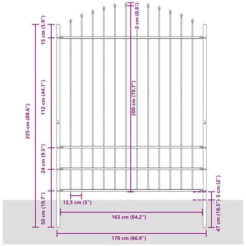 Recinzione da Giardino  con Parte Superiore Ad Arco Bianca 1,7x2 m in Acciaio - Foto 6