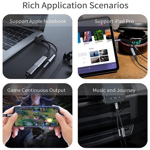 Adattatore 2 In 1 Type-c: Ricarica Rapida Pd 60w E Audio Hi-res 384hz/32bit Per Ipad Pro Silver - Foto 6