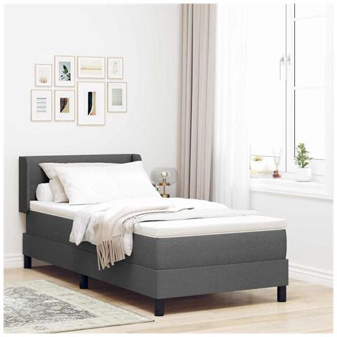 Letto box spring con materasso Grigio scuro 100 x 200 cm - Foto 2