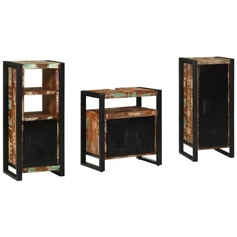 Set di mobili per il bagno 3 pcs Legno massello riciclato - Foto 1