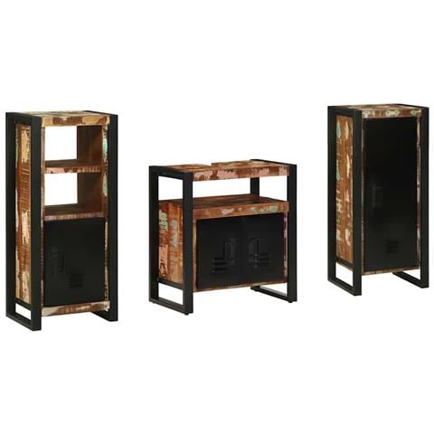 Set di mobili per il bagno 3 pcs Legno massello riciclato - Foto 2