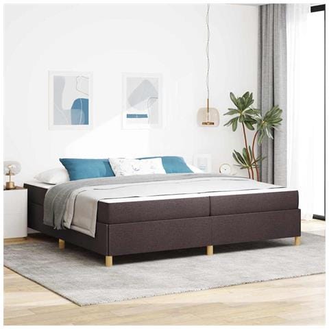 Letto a molle Marrone scuro e Bianco 200 x 200 cm Tessuto - Foto 2