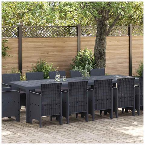 Set da Pranzo per Giardino 13 pcs Antracite Plastica - Foto 2
