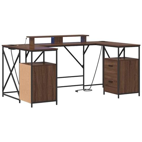 Scrivania Rovere marrone 182 x 101 x 87.5 cm Legno multistrato - Foto 1