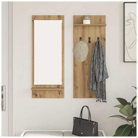 Appendiabiti a muro rovere artigianale 70 x 10 x 90 cm - Foto 2