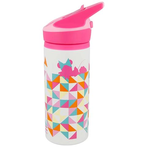 Borraccia 710ml Con Sistema Di Apertura Rapida Motivo Geometrico In Alluminio, Rosa - Foto 1