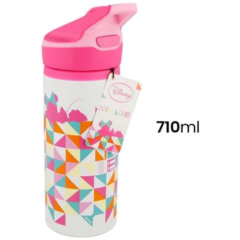 Borraccia 710ml Con Sistema Di Apertura Rapida Motivo Geometrico In Alluminio, Rosa - Foto 2
