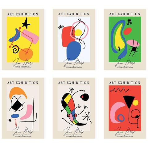 Set Di 6 Stampe Illustrazioni Artistiche Di Joan Miró Collezione Di Dipinti Decorativi Del Famoso Artista Stampe Surrealiste Per A3 Senza Cornice - Foto 1