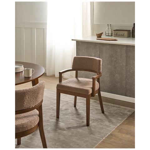 Set Di 2 Sedie Da Pranzo Dalbo Bouclé Marrone Scuro /tortora - Foto 1