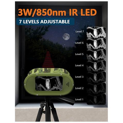 Binocolo Digitale 8x Per Visione Notturna Con Registrazione Video 2.5k Hd Per Esplorazioni All'aperto - Foto 7