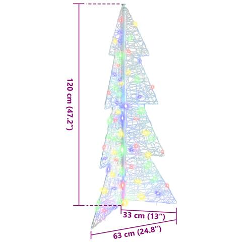 Albero di Natale con 100 LED Multicolore 120 cm Acrilico - Foto 8