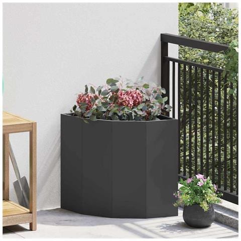 Vaso d'angolo Nero 45 x 45 x 50 cm Acciaio - Foto 2