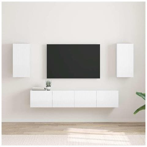 Mobile TV da parete 2 pcs Bianco Lucido 30 x 31 x 60 cm - Foto 2
