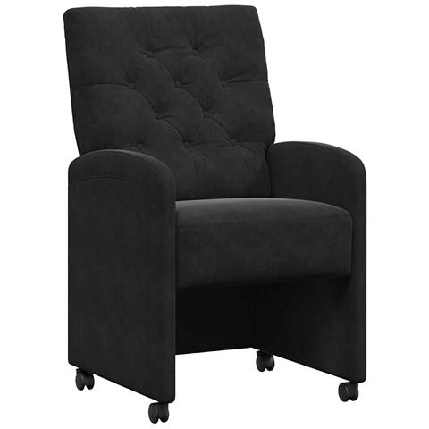 Sedie da Pranzo con Ruote 2 pcs Nero 58 x 67 x 97 cm Velluto - Foto 1