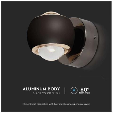 Lampada LED Da Muro 10W con Doppio Fascio Luminoso Colore Nero 3000K, colore Nero - Foto 4