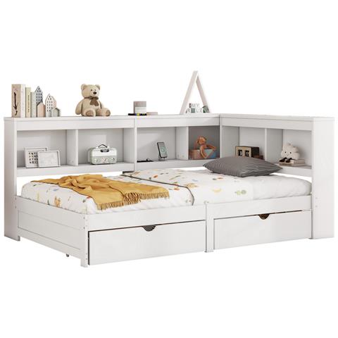 Divano Letto Con Due Cassetti, Prese Usb E Mensole Laterali - Foto 1