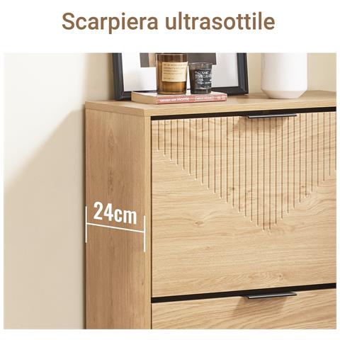 Scarpiera Salvaspazio Con Ante Ribaltabili, In Legno Chiaro Per 8 Paia - Foto 7