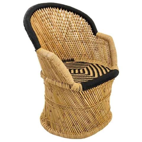 Poltrona In Bambù Con Braccioli Marroni 63x46x89h - Foto 1
