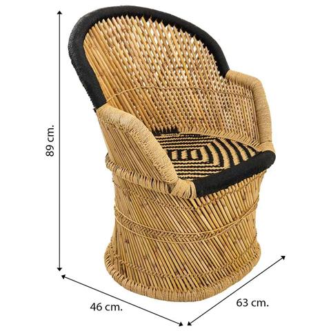 Poltrona In Bambù Con Braccioli Marroni 63x46x89h - Foto 7