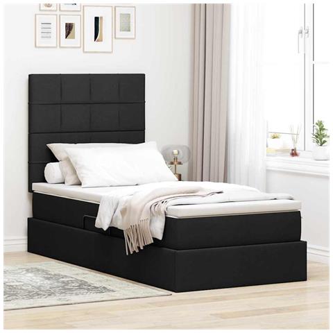 Letto con contenitore e materasso Nero 90 x 200 cm Poliestere - Foto 2