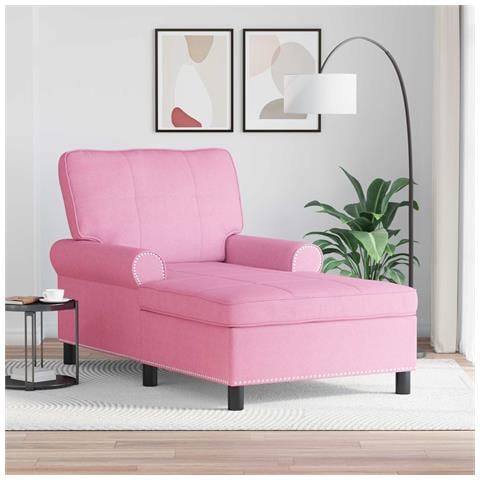 Chaise Lounge con cuscino Rosa 91 x 157 x 91 cm Tessuto - Foto 2