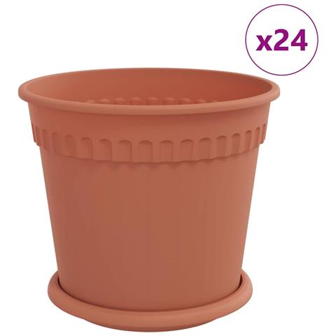 Vasi per Piante 24 pcs Rosso Mattone Ø 19 x 16 cm Plastica - Foto 1