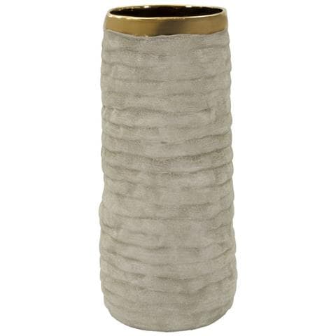 Vaso Lima Open Medio In Ceramica Grigia Con Dettagli Oro - Foto 1