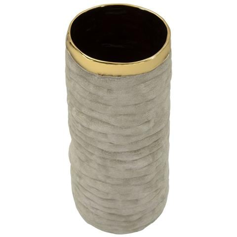 Vaso Lima Open Medio In Ceramica Grigia Con Dettagli Oro - Foto 2