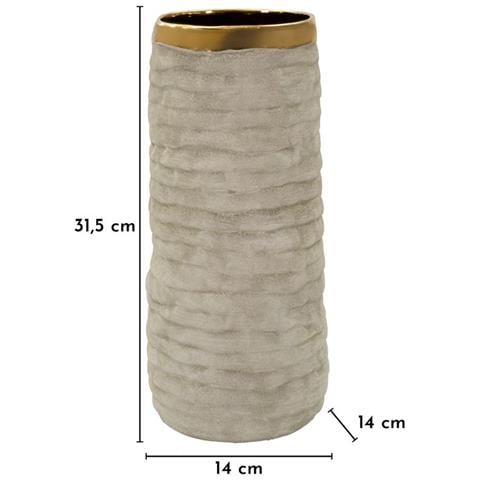 Vaso Lima Open Medio In Ceramica Grigia Con Dettagli Oro - Foto 6