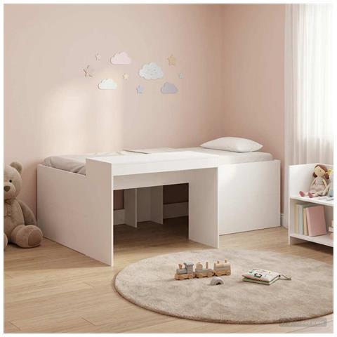 Letto alto per bambini con scrivania Bianco 90 x 200 cm - Foto 2