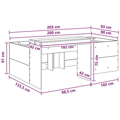 Letto alto per bambini con scrivania Bianco 90 x 200 cm - Foto 9