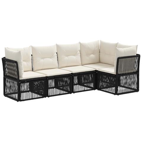 Set Divano da Giardino 5 pcs Nero polyrattan - Foto 1