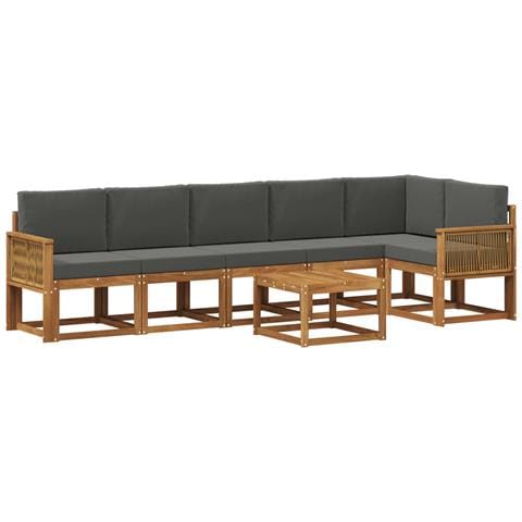 Set di divani da esterno 7 pcs Naturale e Antracite Poliestere - Foto 1
