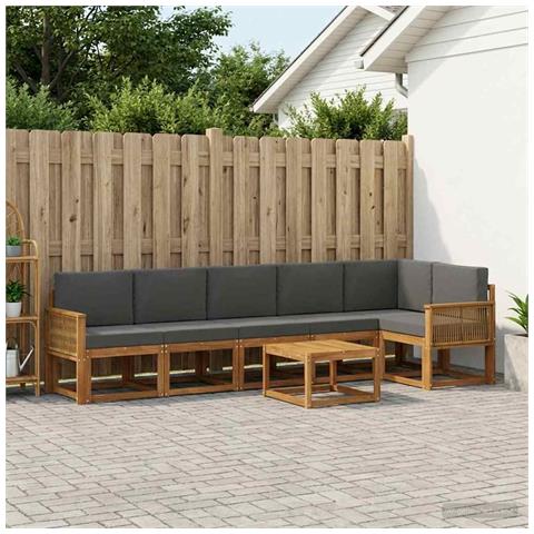 Set di divani da esterno 7 pcs Naturale e Antracite Poliestere - Foto 2