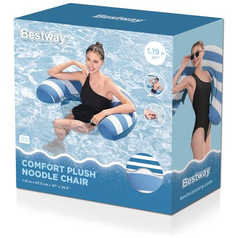 43852 / 26 galleggiante da piscina e da spiaggia Blu, Bianco Fantasia PVC Sedia a sdraio galleggiante - Foto 24