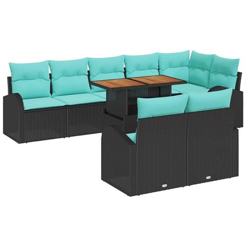 Set Divano da Giardino con archiviazione 9 pcs Nero Poly Rattan - Foto 1