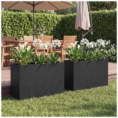 Vaso da giardino 2 pz Nero 80 x 30 x 49 cm - Foto 2