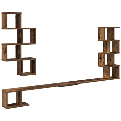 Mensola per TV da muro Legno antico 180 x 15 x 94 cm - Foto 1