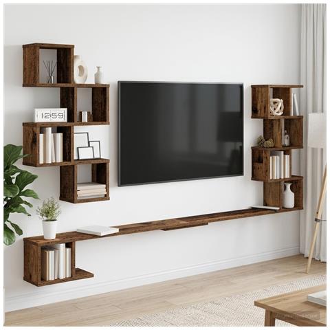 Mensola per TV da muro Legno antico 180 x 15 x 94 cm - Foto 2