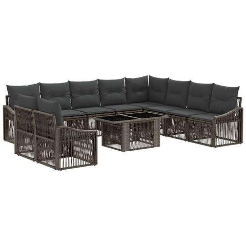 Set Divano da Giardino 11 pz Grigio e Grigio Scuro polyrattan - Foto 1