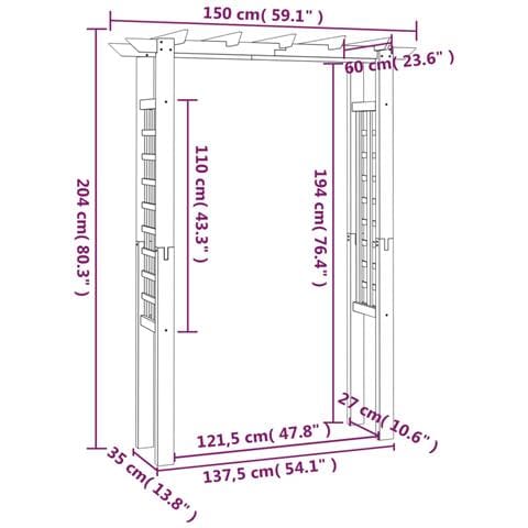 Pergola / Arco da Giardino 150x60x204 cm in Legno Impregnato - Foto 2