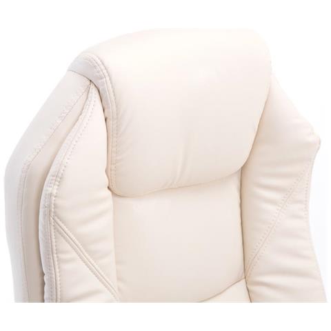 Poltrona Presidenziale Relax Castle in Similpelle- Sedia Ergonomica Imbottita con Poggiapiedi Estraibile I Poltrona Pc Regolabile e Reclinabile, Carico Max 130kg Crema - Foto 5