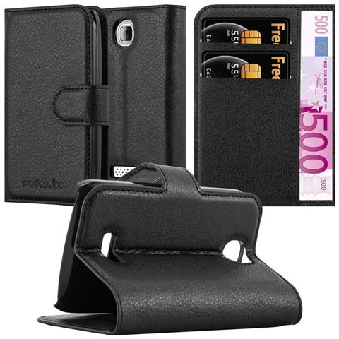 Custodia Compatibile Con Wiko Cink Plus In Nero Carbone - Coperchio Protettiva Con Chiusura Magnetica, Funzione Stand E Tasca Per Le Carte - Foto 1