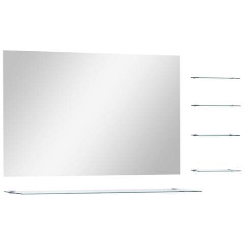 Specchio Da Parete Con 5 Mensole Argento 100x60 Cm - Foto 1