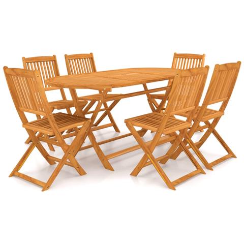 Set Da Pranzo Da Giardino 7 Pz Pieghevole In Massello Di Acacia - Foto 1