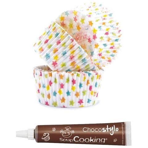 Forma Per Cupcake Stelle + Penna Alimentare Al Cioccolato - Foto 1