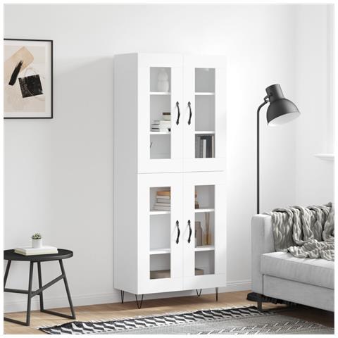 Credenza Bianca 69,5x34x180 Cm In Legno Multistrato - Foto 6